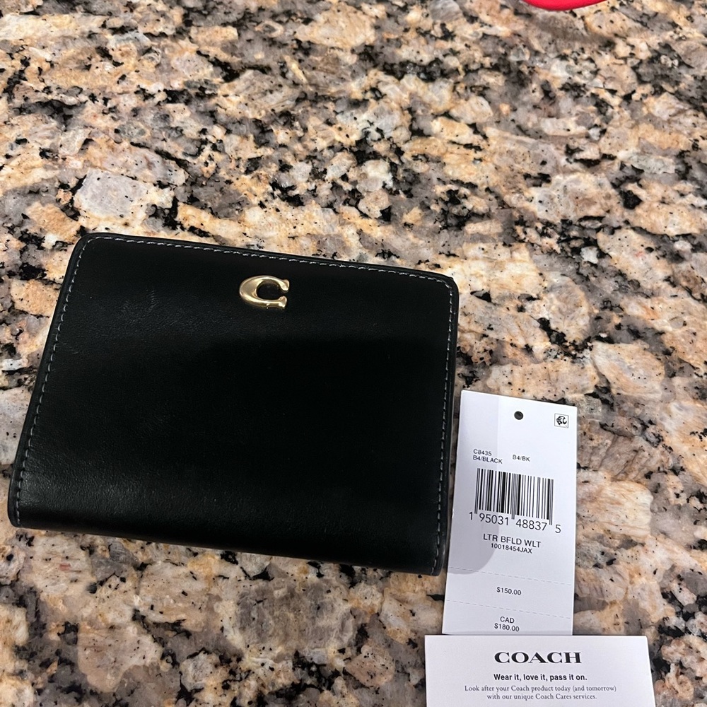 Coach Black Leather Compact Wallet